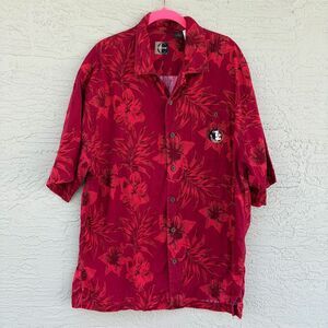 Chiliwear Florida State XL Red Floral Hawaiian Shirt Vintage Tropical Casual